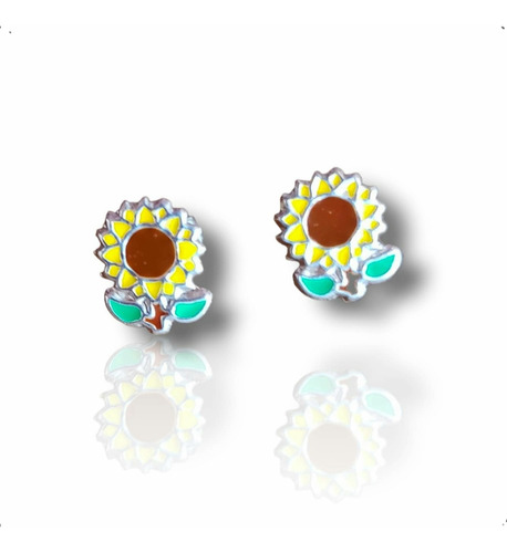 Aretes Broquel Girasol, Plata .925