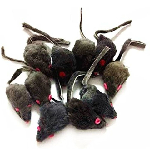 12 Unidades Paquete Rattle Furry Mice Juguete Gato Realistic