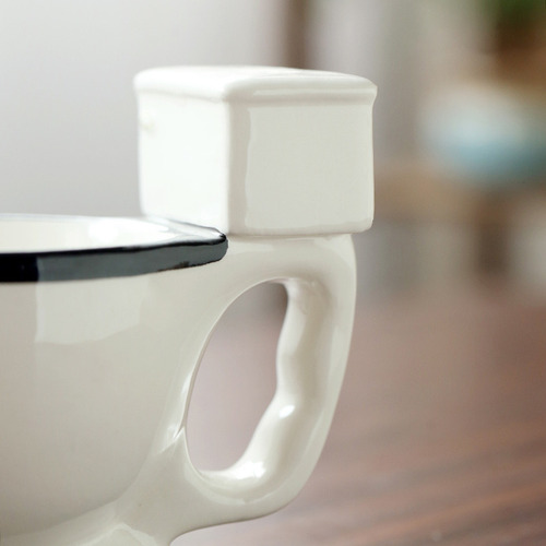 Taza Bowl De Cerámica En Forma De Wc Inodoro Con Cuchara