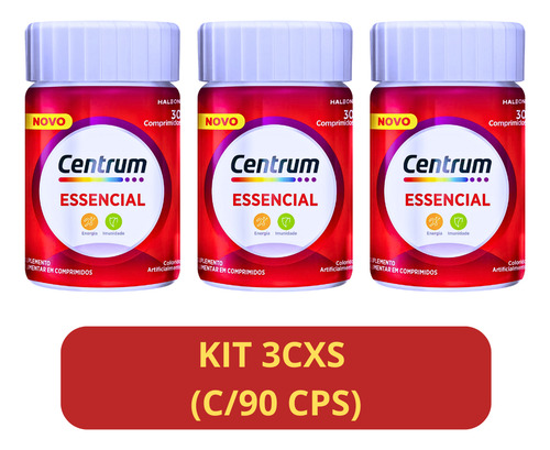 Kit 3 Cxs Centrum Essencial 30cp ( 90cps) - Haleon Sem Sabor