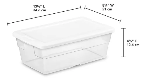 Caja de almacenamiento de plástico de 12 cuartos de galón, color blanco,  16.88x11.50x5.88 pulgadas