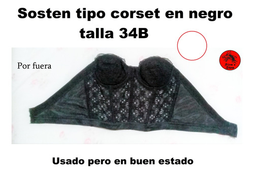 Sostén Negro Tipo Corset Talla 34b