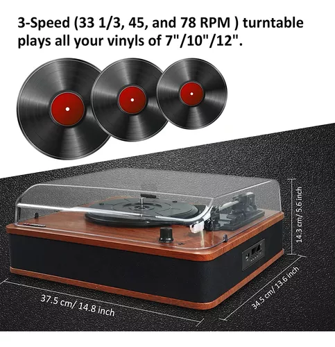 Vosterio Player De Tocadiscos Con Altavoces Para Discos De V