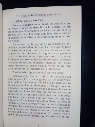 Libro Los Derechos Imprescriptibles Del Lector Daniel Pennac
