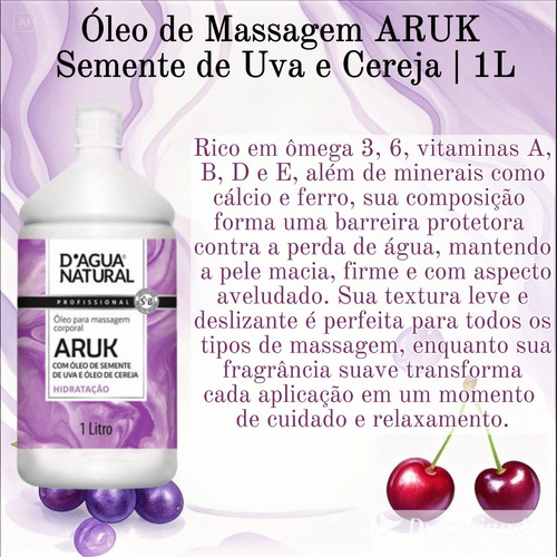 Kit 3x Óleo De Massagem Aruk Semente De Uva E Cereja | 1l