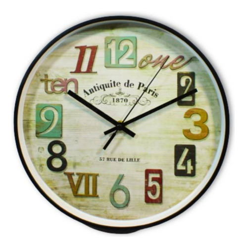 Reloj Análogo Decoración Muro Pared Diseño Vintage Clásico