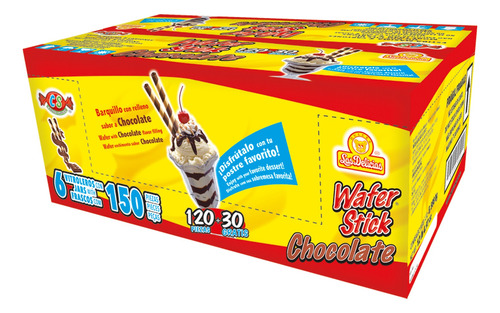 Wafer Stick Chocolate Caja Con 900 Pzs Y 6 Botes Las Delicias