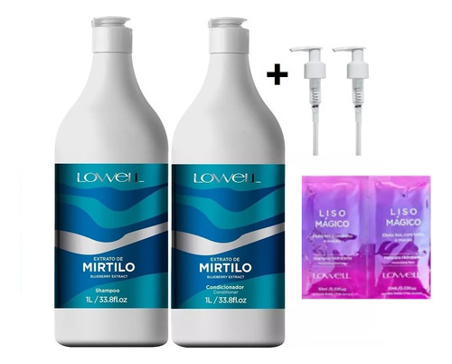 Mirtilo Shampoo + Condicionador 1 Litro Lowell + Válvula