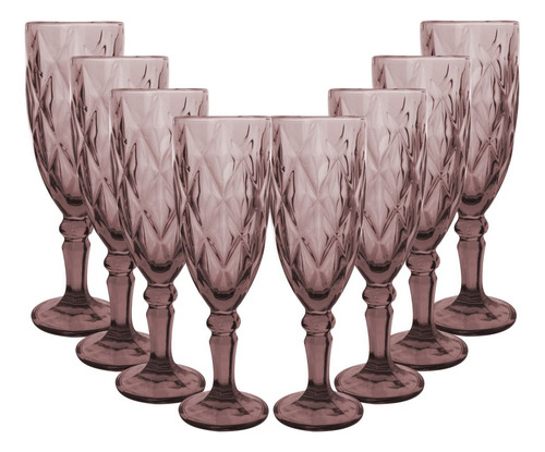 Copa Labrada Champagne Vidrio Flauta Cristal 170ml Vittori Púrpura/8 Piezas