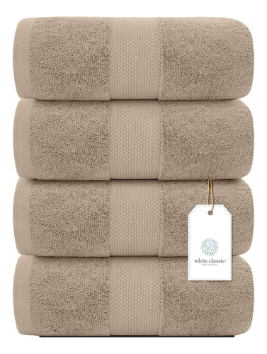 Toallas De Baño White Classic, Color Gris Pardo, X4 Uni.