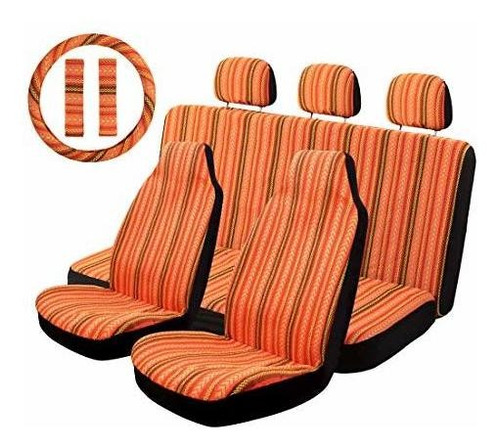 Fundas De Asiento De Coche De Color Naranja  Juego Comp...