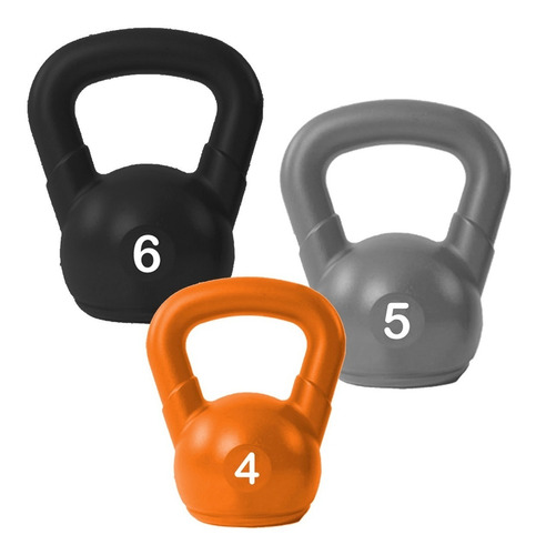 Kit Pesa Rusa 4kg 5kg 6kg Plastica Rellena Quuz Kettlebell