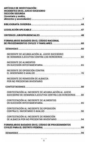 Incidentes En El Juicio Sucesorio Sección Segunda (inventario Y Avalúo, Alimentos Y Acumulación)