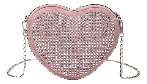 Bolso Bandolera De Diamantes De Imitación En Forma De Corazó