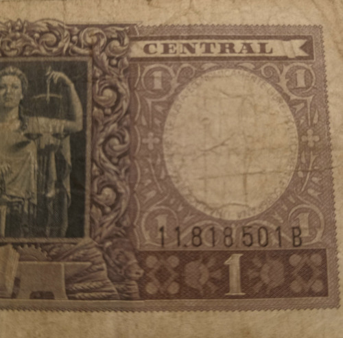 Billete Antiguo Argentino - 1 Peso Moneda Nacional 1942-1959 (Usado)
