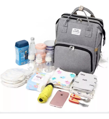 Bolsa Mochila De Pañales Para Mamá Cama De Bebé Plegable