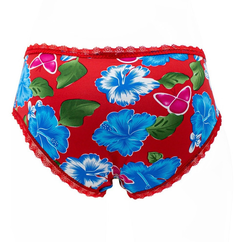Imagen 4 de 5 de Paquete De 6 Pantaletas Estampado De Flores De Likra, Lencería, Orillas De Encaje