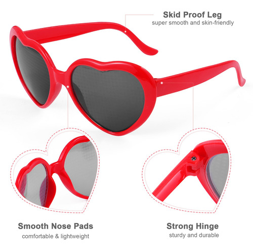 Imagen 4 de 8 de Gafas De Difracción Fenical Rojo Forma De Corazón Festival L