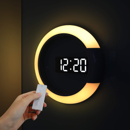 Moodlight - Reloj De Espejo Dual, Luz Nocturna De 7 Colores,