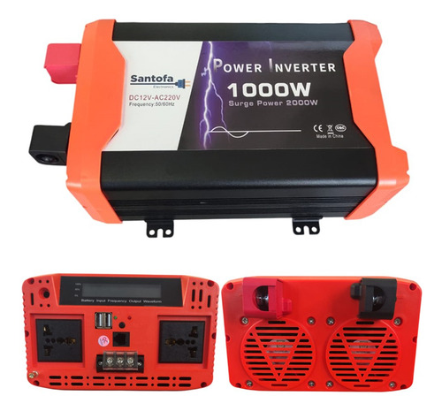 Inversor De Corriente 12va220v 1000w 2usb 2sockets Onda Pura