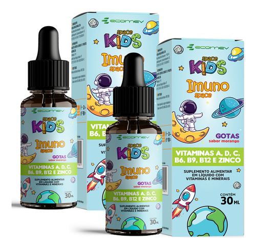 2x Imuno Kids B6 B9 B12 A D C Zinco Vitamina Infantil Gotas