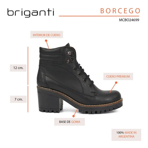 Borcego Cuero Mujer Briganti Bota Botineta Goma - Mcbo24699 | Envío gratis