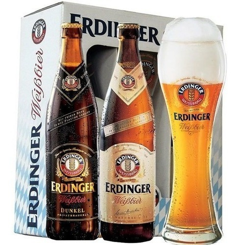 Cervejas Erdinger Kit 2 Garrafas + 1 Copo Personalizado