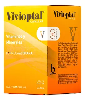 Suplemento en cápsulas Bomuca Vivioptal vitaminas en caja 90 un