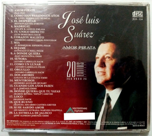 Jose Luis Suárez Amor Pirata Cd Original (Usado)