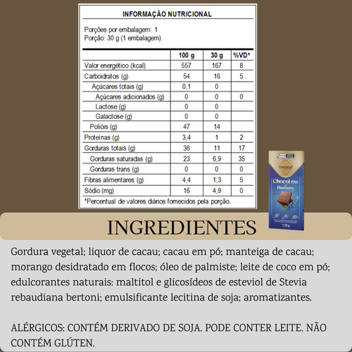 Chocolate Zero Açúcar 30g Sabores Variados Kit Com 15