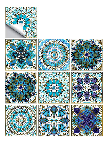 25 Calcomanas De Azulejos Estilo Mandala, 4 X 4 Pulgadas (3.