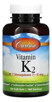Comprar Carlson Labs Vitamina K2 Mk-7 45mcg 180 Softgels Sabor Sin Sabor