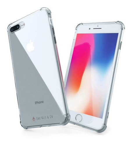 Imagen 2 de 3 de Funda Transparente Para iPhone 8 Plus Anti Golpes + Vidrio