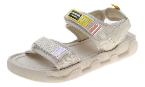 Sandalias Casuales Con Velcro Y Doble Tira Para Playa Y Pare