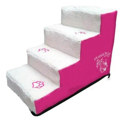 Escalera Para Perro O Gato Mascotas 4 Escalones Paws & Pals Color Rosa