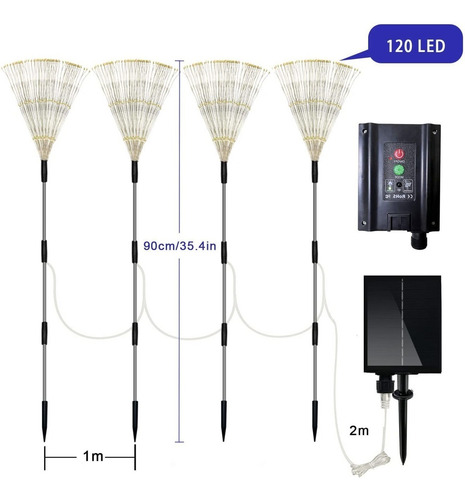 A Paquete De 4 Luces De Fuegos Artificiales Solares