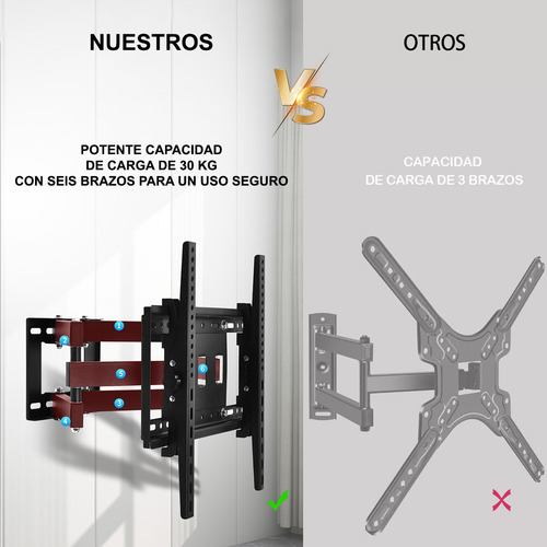 Soporte De Pared Para Tv Y Monitor De 26 A 65 Con Movimiento