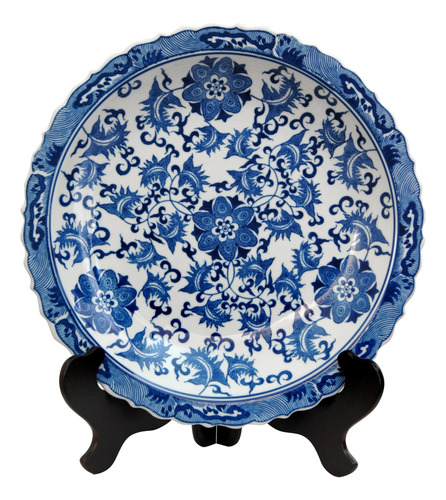 Oriental Furniture - Plato De Porcelana Azul Y Blanco  ...