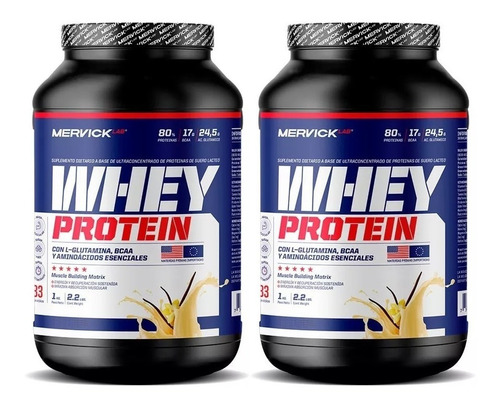 2 Whey Protein 1 Kg Mervick Proteina Lactea Con Amino