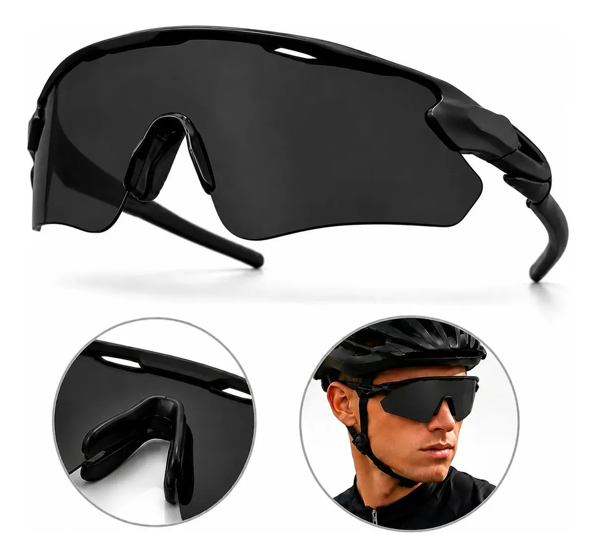 Óculos Esportivo pace baixa Ciclismo corrida Bike ciclista estilo radar Proteção Uv400 Lente Preto