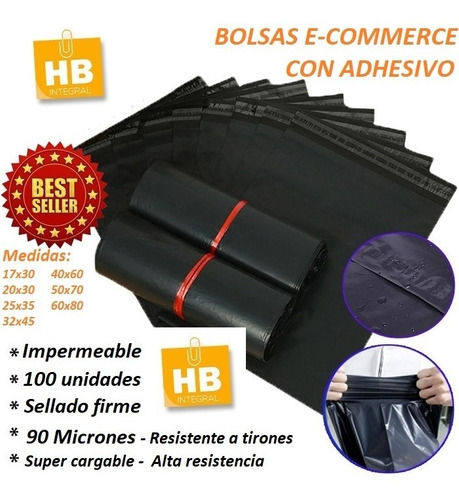 Imagen 5 de 5 de Bolsas Sobres Envio Ecommerce 25x35 Cm Cierre Adhesivo X100