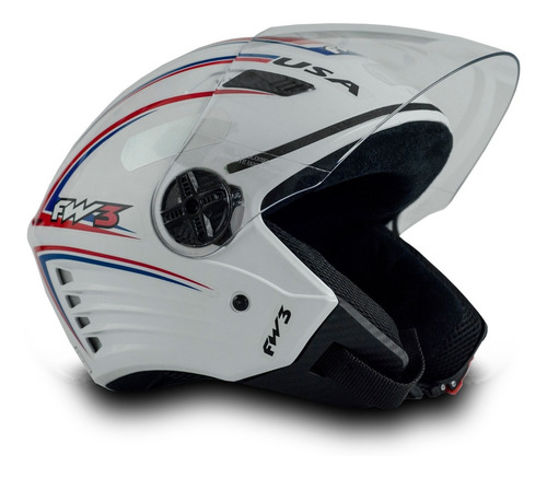 Imagem 3 de 7 de Capacete Com Viseira Cristal Para Moto X Open Eua Branco