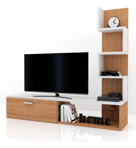 Modular Centro De Entretenimientos Mesa Tv H/55 La Rochela Color Marrón Claro