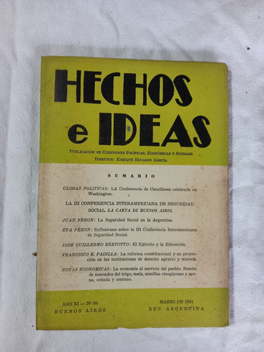 Hechos E Ideas 1951 Perón - Eva Perón - Bertotto Padilla