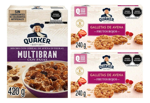 Ack Quaker Cereal Pasas + Galletas Avena Frutos Rojos