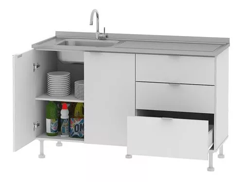 Bajo Mesada 1,40 Mueble Cocina Melamina 18mm Premium