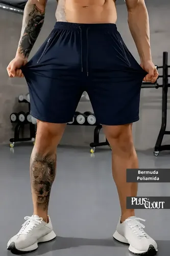 Bermuda Masculino Esportiva Fitness P/ Academia Slim Fit Azul M 40/42