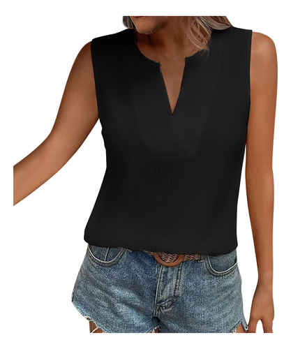 Chaleco Sin Mangas Casual Para Mujer, Sin Mangas, Cuello Lis