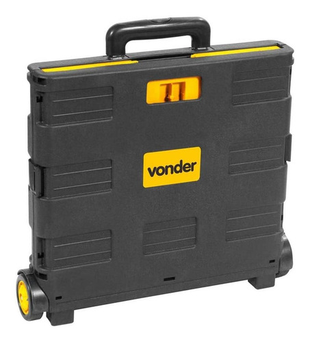 Caixa de ferramentas Vonder 61.05.000.380 de plástico com rodas 330mm x 380mm x 350mm preta e amarela