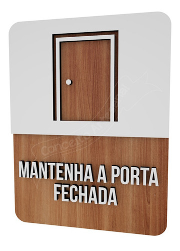 Imagem 1 de 3 de Placa Informativa Mantenha A Porta Fechada Recepção Hotel